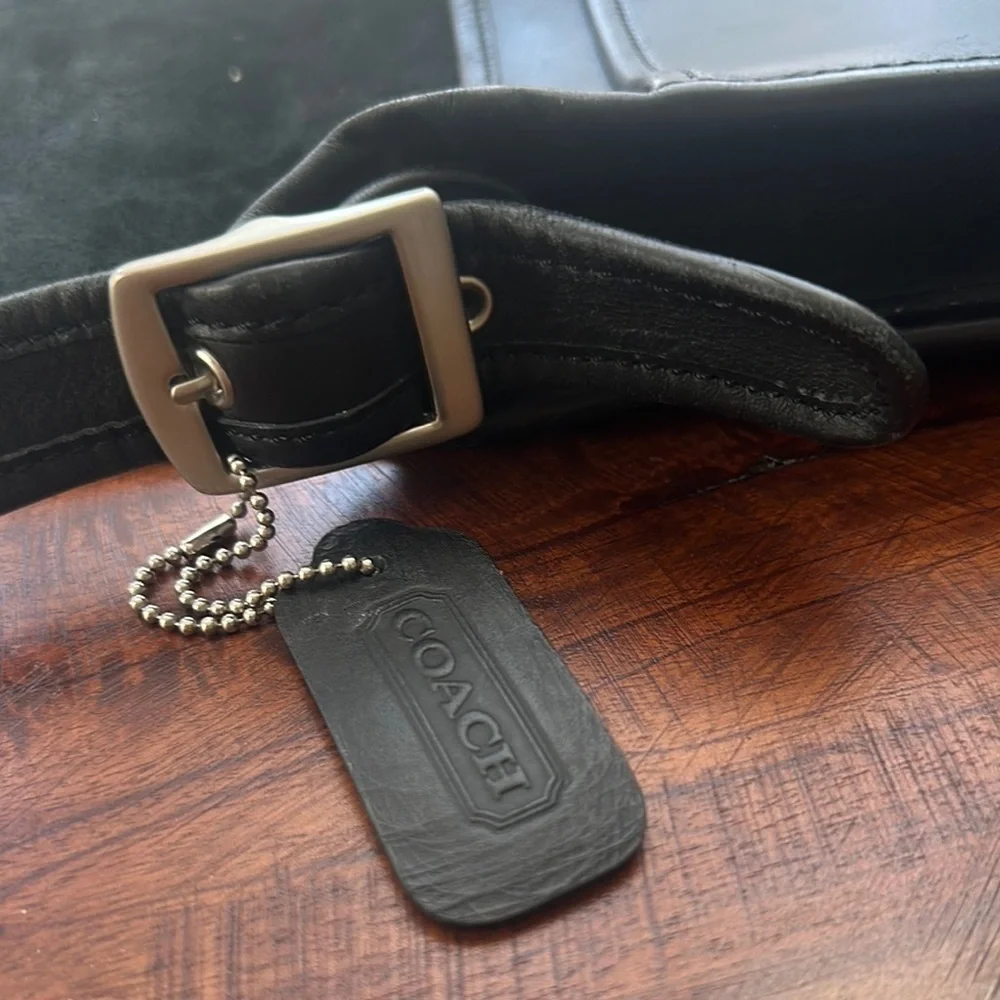 Coach Black Messenger Bag with Textured Finish